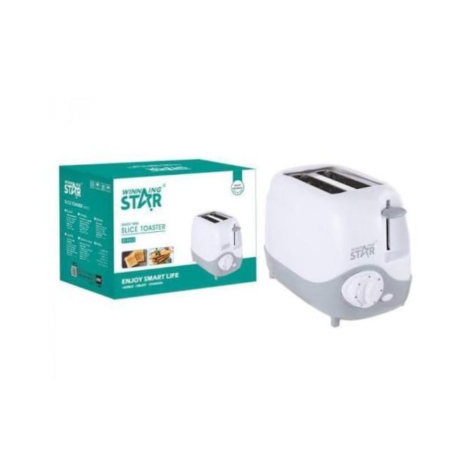 2 Slices Electric Bread Toaster With Tray At The Bottom-White