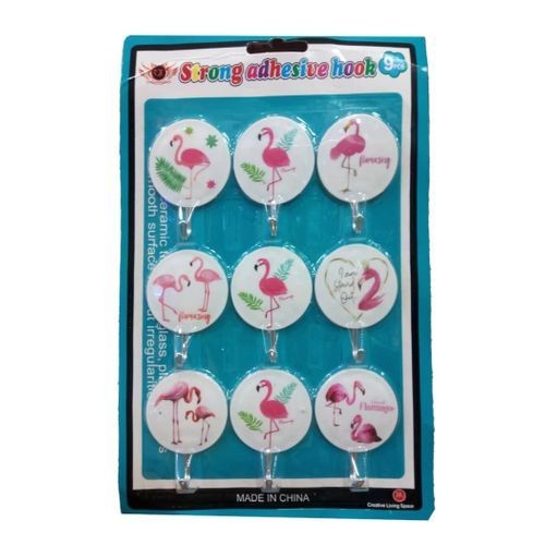 9 Pin Adhesive Strong Hooks With Pretty Images-Multicolor