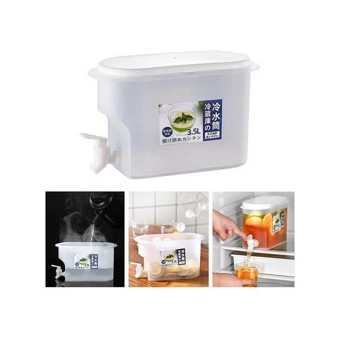 Fridge Beverage Dispenser Container With Faucet-Colourless.