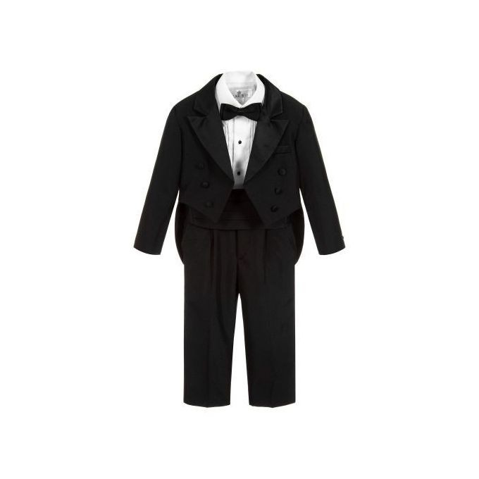Boy's Classy 5 Piece Suit - Black White