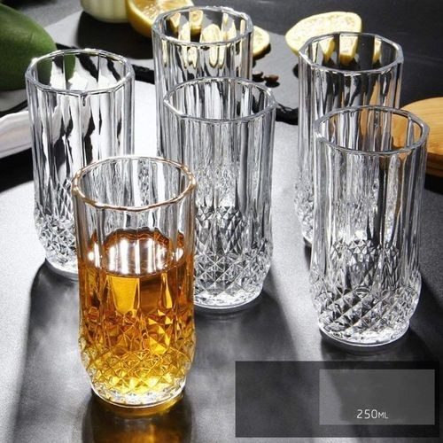 6 Drinking Glasses With A Funnel Shape Plus 1 Glass Jug-Transparent