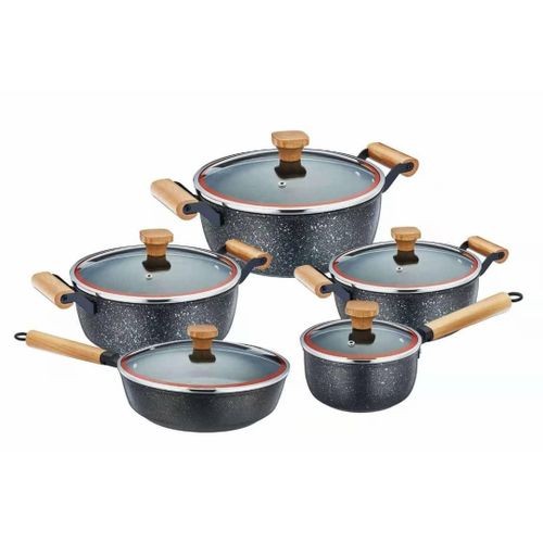 10 PC Non Stick Cookware Set With Wok Pan Cast Aluminum Cooking Pot Saucepans