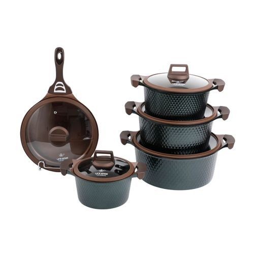 5 Piece Lifesmile Non-stick Saucepan Cookware Pots, Black.