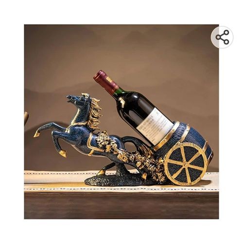 Horse Drum Wine Bottle Holder Home Decor Glass Stand Rack Bar- Multi-colour .