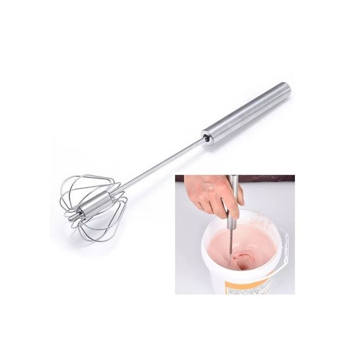 Stainless Steel Manual Whisk And Mixing Kitchen Tool-Silver