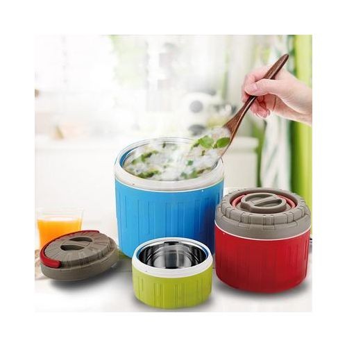 3 Piece Of Stainless Steel Insulated Food Container Set For Rice And Soup Dishes, Vacuum Insulated Lunch Box- Multicolor