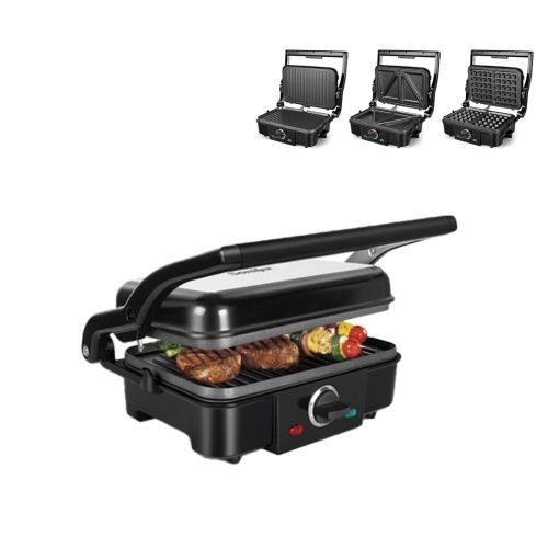 Sonifer 3 In 1 Waffle Maker Sandwich Barbecue Electric Baking Pan Toaster - Black.