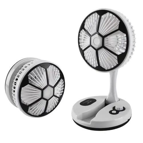 2 In 1 Rechargeable Foldable Table Fan With Light Designed Like A Football-Multicolour