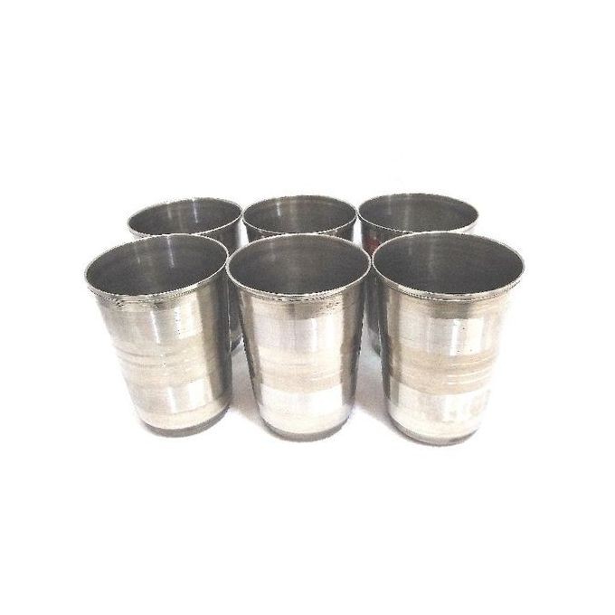 Stainless Steel Tumblers, 6 Pieces - Silver