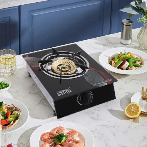 Glass Single Burner Gas Stove Cooker- Black.