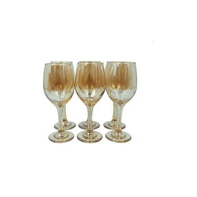 Set Of Gold Leaf Wine Glasses-Gold