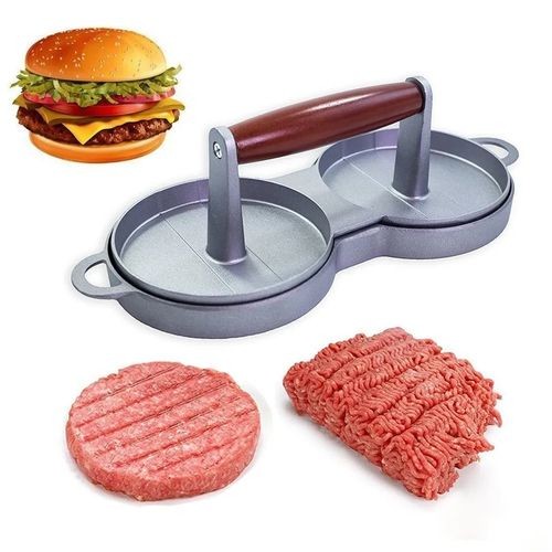 Double Hamburger Press Mould Burger Cake Tool- Grey. ,