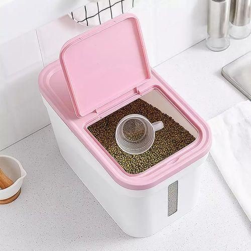 10Kg Rice Bucket/Beans/Flour/Cereal Storage Box Container-Pink.