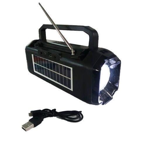 Bluetooth Wireless Speaker With Solar Panel And Torch-Black