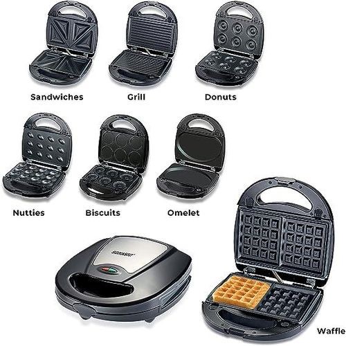 Sonashi 7 In 1 Original Snacks Maker For Making Biscuits Waffles Grill Sandwich Donuts Omellete-Black