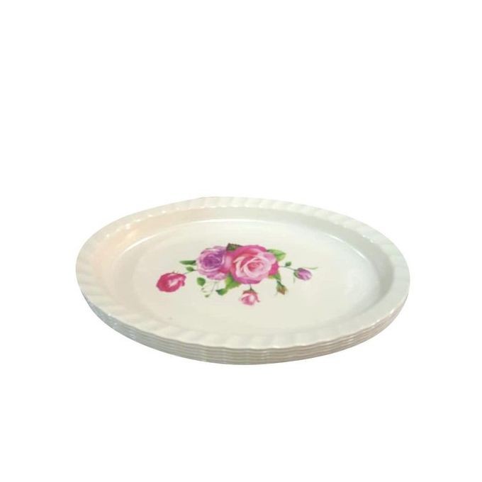Oval Melamine Plates For Snacking/Flower Varies - Cream