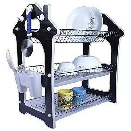 3 Tier Plates Drying Cups Dish Draining Rack Storage Organizer - Color May Vary.