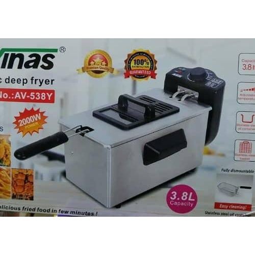 Avinas 3.8 Litre Oil Chips Chicken Deep Fryer With Removable Bowl & Thermostat - Sliver