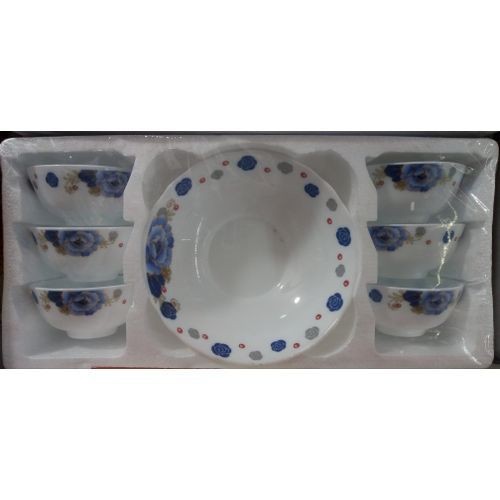 7 Elegant Floral Ceramic Bowls-Flowers Vary-White