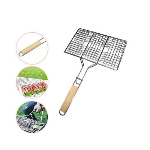 Barbecue Grilling Basket Grill BBQ Net Steak Meat Fish Veg Mesh Holder- Multi-colour.