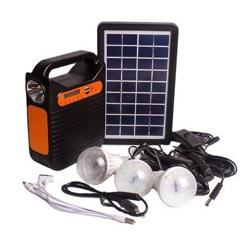 EASY POWER Solar Kit With 3 Bulbs, Torch And FM Radio, USB Port - Black