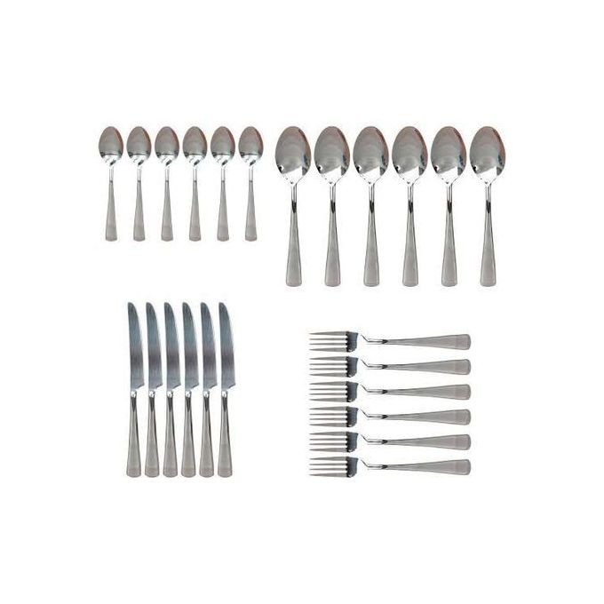 24 Pieces Of Forks Spoons Knives Teaspoons-Silver