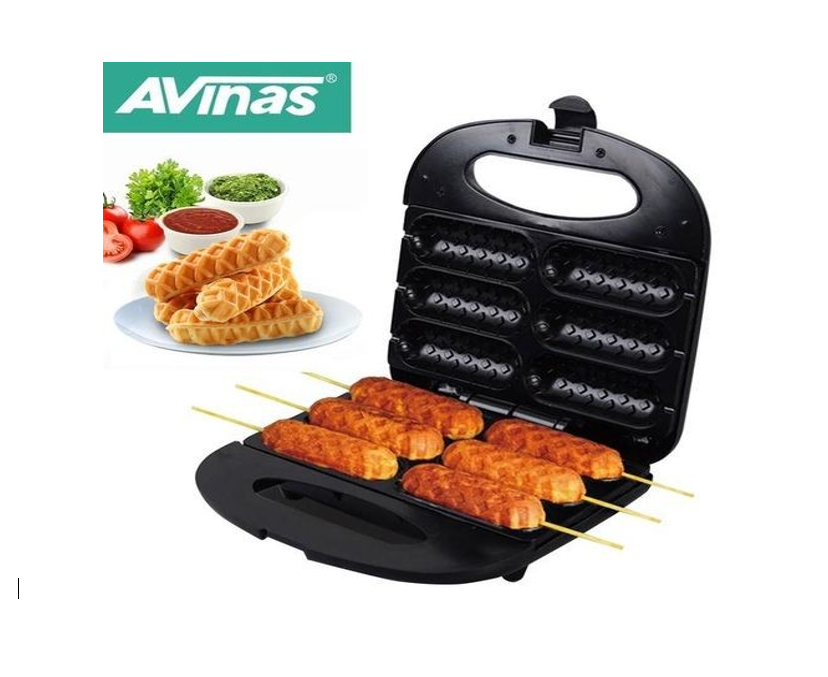 Corn Dog Maker Hotdog Waffle Maker 6 Hot Dog Capacity Perfect for Hot Dogs on a Stick Cheese Mozzarella Sticks Easy to Use Electric Nonstick Baker For Summer BBQ Parties- Multicolor
