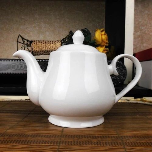 800ml Round Ceramic Teapot Kettle - White