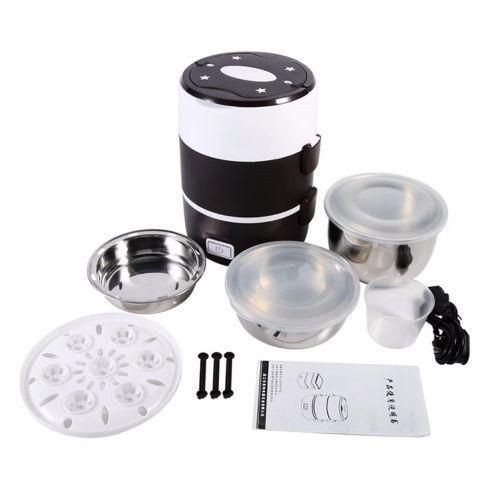 3 Layer 2 Litres Portable Electric Food Lunch Box Storage - Black