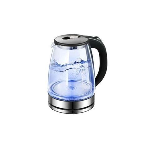 Hoffmans  2L Glass Electric Kettle With LED Blue Light- Silver , Black.
