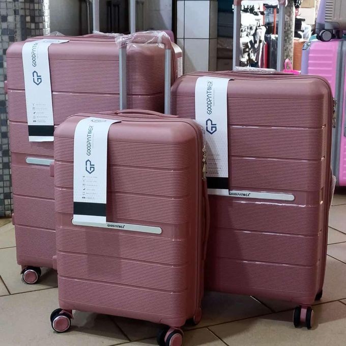 3 Pieces Suitcases It Has Strong Material And Durable Water Proof Material And Travelling Purposes High Quality It's Rose Gold In Colour Multiple Colours