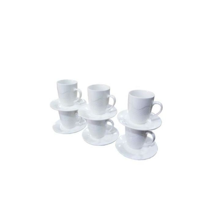 6 Pieces Cups And 6 Saucers With Classy Design-White