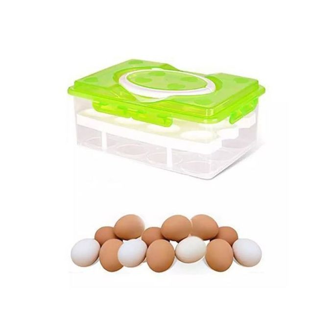 Eggs Storage Plastic Box/Color For Lid May Vary-Transparent