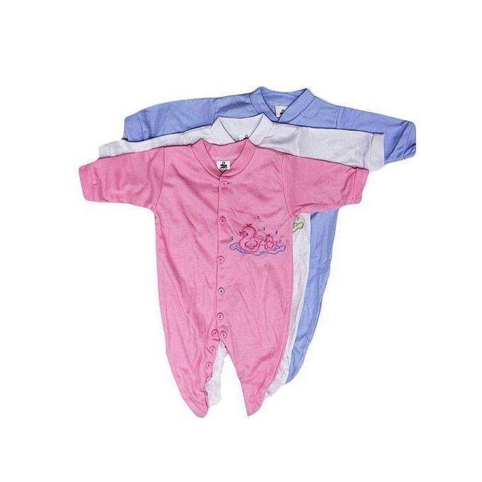 Three Piece Baby Overalls -Pink White Blue