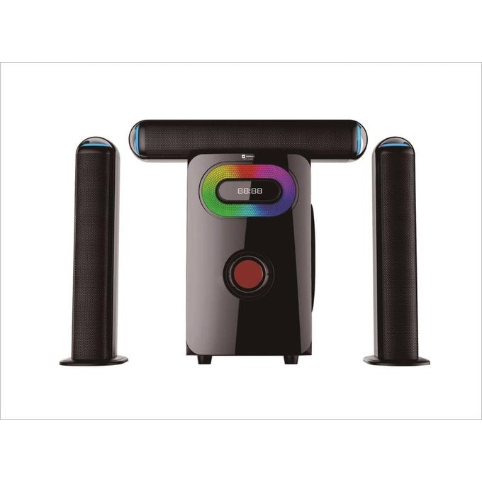 3.1Ch multimedia speaker Bluetooth sd card reader,usb,fm radio High tech multimedia Super bass surround woofer Active speaker system Affordable Remote control Output power 80w Frequency response 40hz-