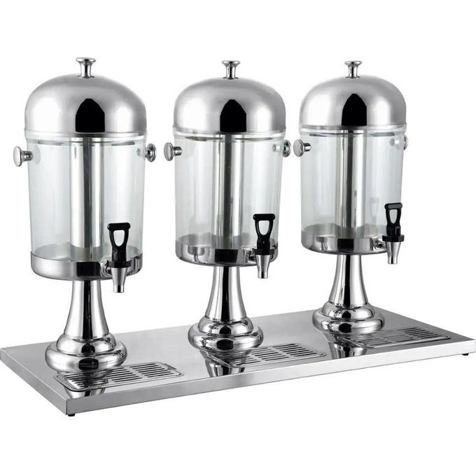 24 Liters Tripple Beverage Juices Dispenser With A Rod For Ice Cubes To Help Cool Drinks-Transparent