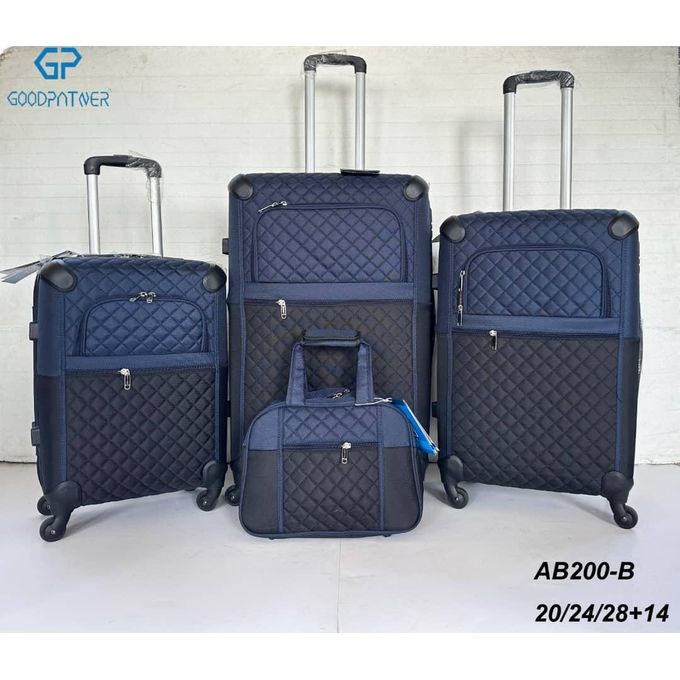 A Set of 4 Piece's Suitcase With Two Layers It Has Rubber And Cloth Material