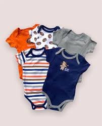 5 Pack Baby Boy Newborn Short Sleeve Bodysuits - Multiple Designs