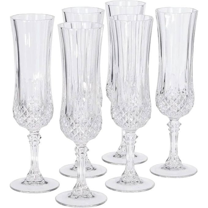 6 PCS Crystal Champagne Glasses Set Sparkling Wine Glasses Unique Modern Elegant Sparking Wine Glasses Gift for Birthday,Wedding, Anniversary Ideal for Wine Tasting,Daily Use (180ML)