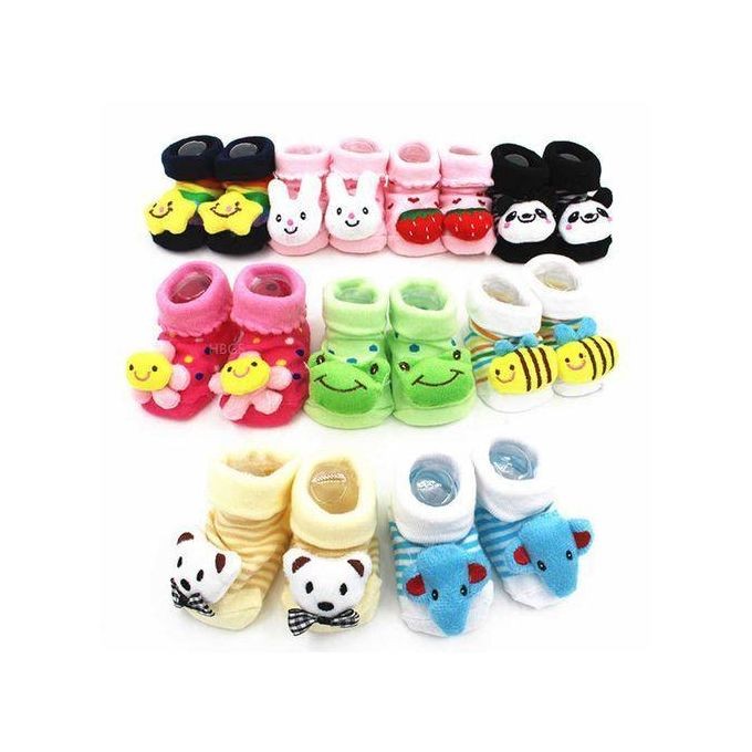 A dozen 12Pcs Animal Cotton Soft Baby Socks - Multi Colour