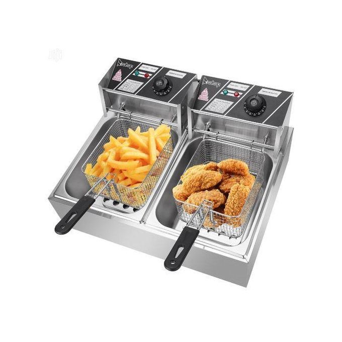 Double Deep Fryer Of 12 Liters-Silver