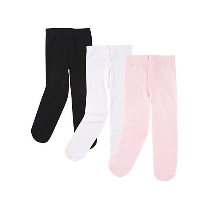Pack Of 3 Kids Pop Socks Girls / Body Leggings, White, Black, Pink