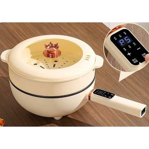 4.5L Multi-function 2 Layer Electric Soup Steamer Pot Saucepan - Cream.