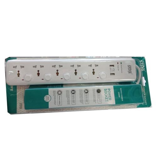 WINNING STAR Power Socket With Usb Ports And Inbuilt Surge Protection-White