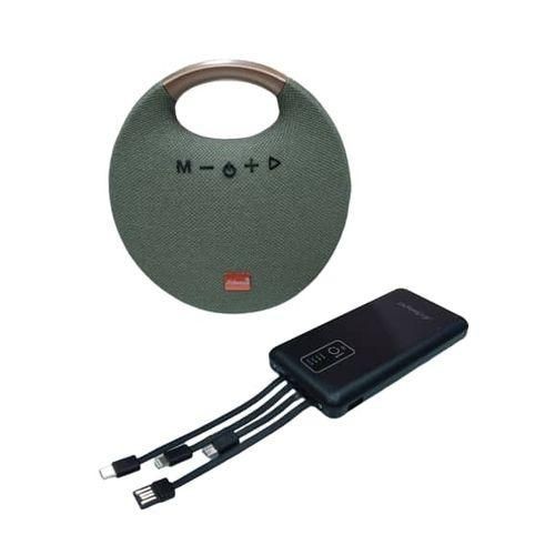 Portable Wireless Speaker With 4 Cables Power Bank Of 10000mAh-Multicolours
