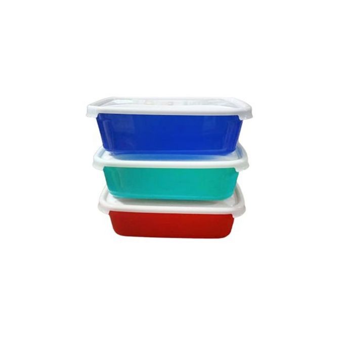 3 Pieces Plastic Containers For Storage-Multicolor