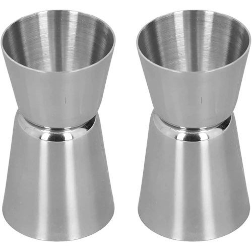 2 Pieces 20/30ml Cocktail Shaker Double Headed Cup, Straight Edge Design Classic Stainless Steel Drink Shaker, Bar Tool for Bartenders Cocktail Wine Mixing Home Parties Bars Restaurant - Silver