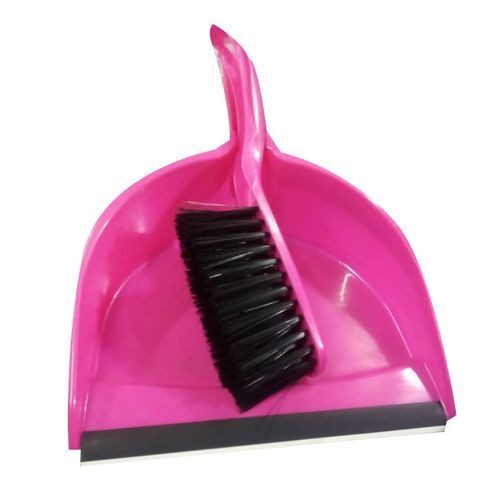 Brush For Sweeping And Dust Pan For Collecting Rubbish- Pink