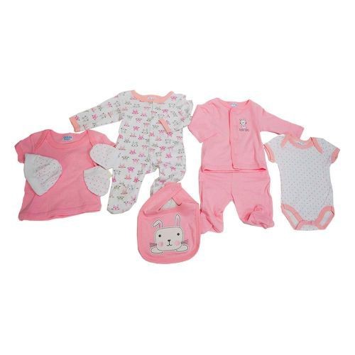 8Pc 100% Cotton Baby Girl / Boy Clothing Pack - White,Pink Different Patterns