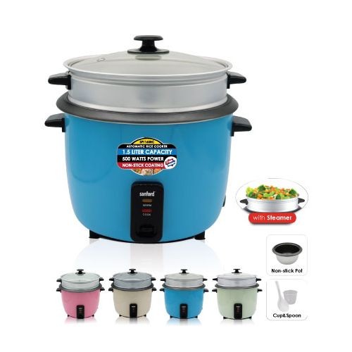 1.5 Litre Rice Cooker Steamer Pot- Multi-colour .